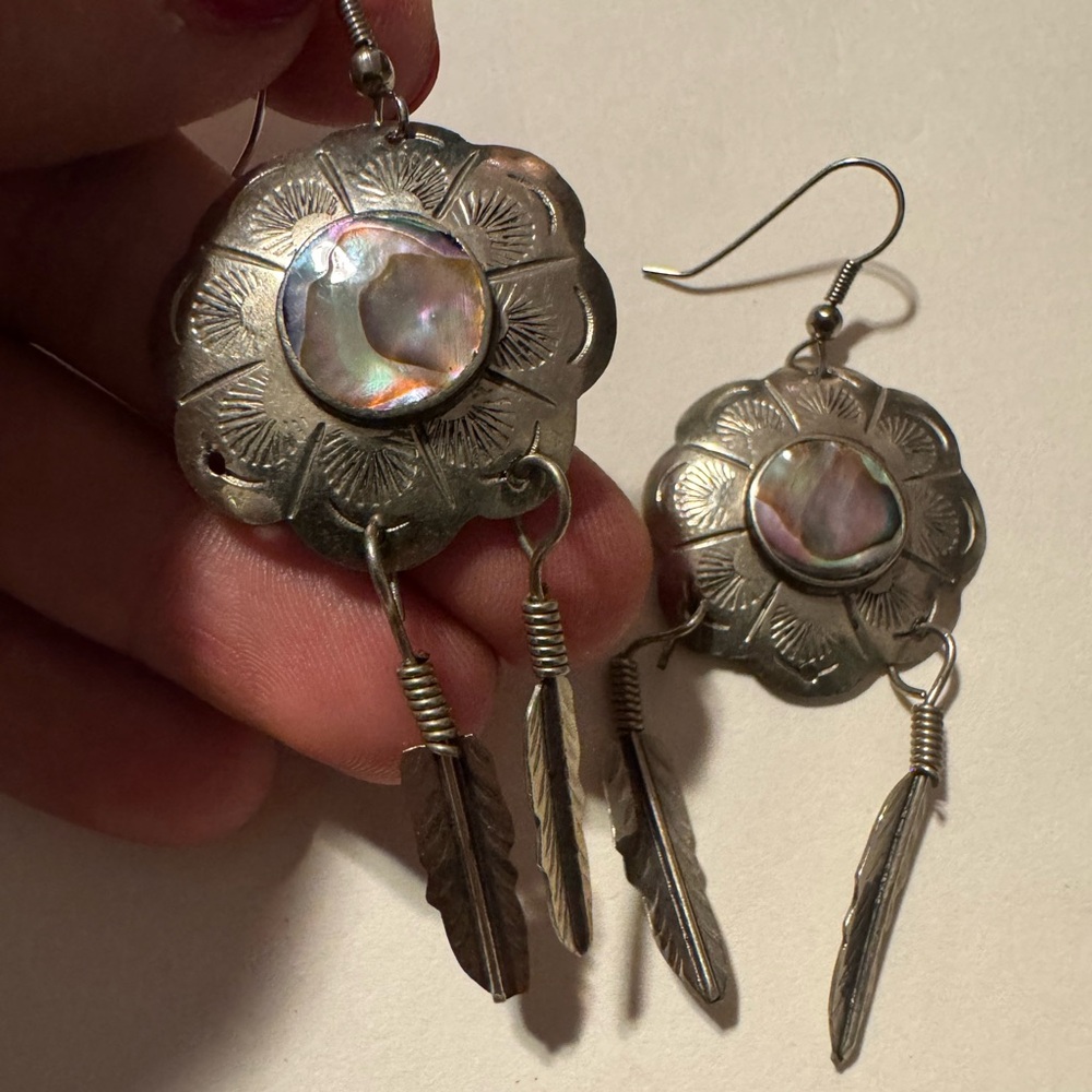 Sterling Silver 925 Large Signed Dangle Earrings - image 3
